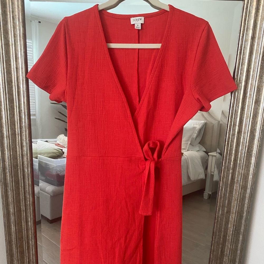 J. Crew Red Midi Wrap Dress